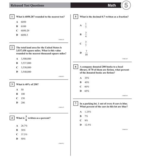 fifth grade math problems with answers