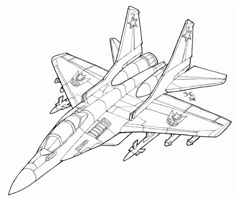 fighter jet colouring page