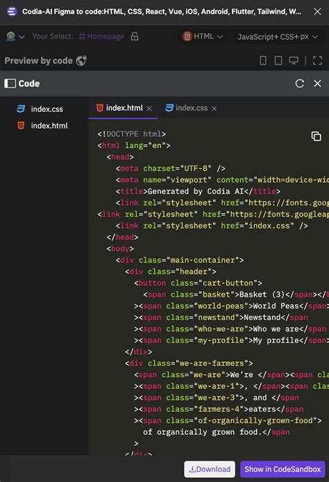 figma generate html code