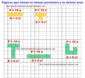 Dibuja en la cuadrícula dos figuras más que tengan• la misma área que