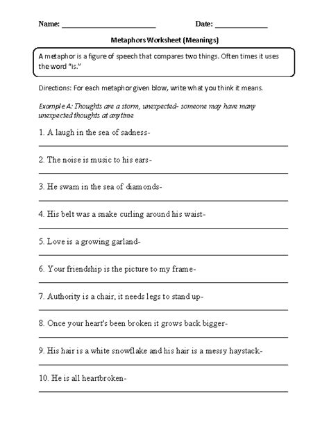 figures of speech worksheet grade 9 pdf