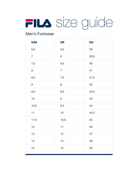 98 Best Of Fila Shoe Size Chart Uk For Men