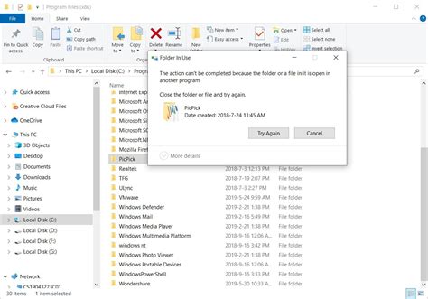 File Explorer Can't Delete Folder