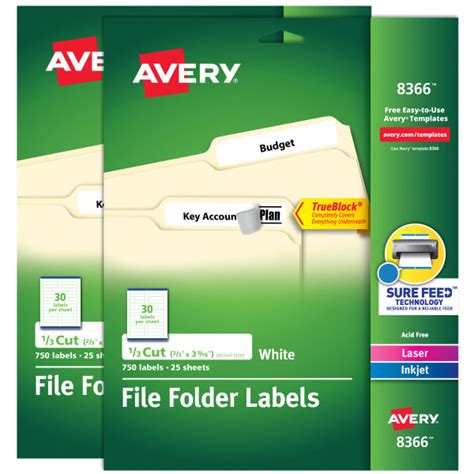 File Folder Labels Avery 8366