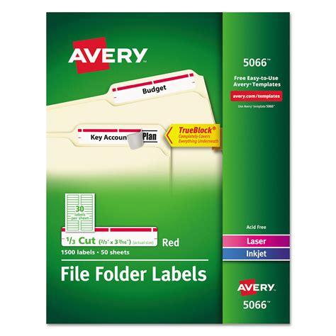 File Folder Labels Red