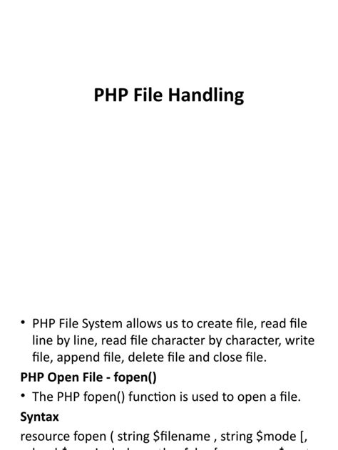 File Handling In Php Pdf