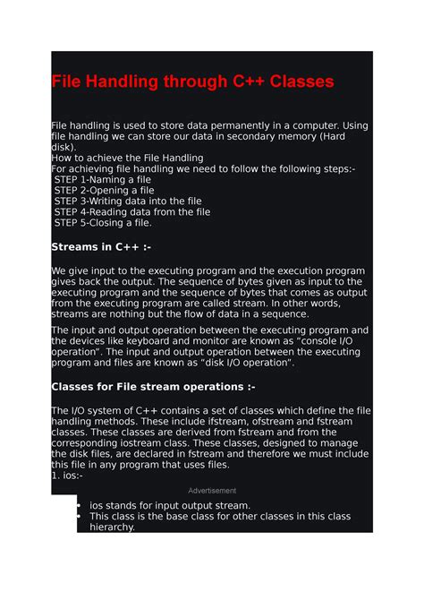 File Handling Through C++ Classes