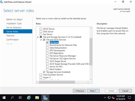 file server in windows server 2019