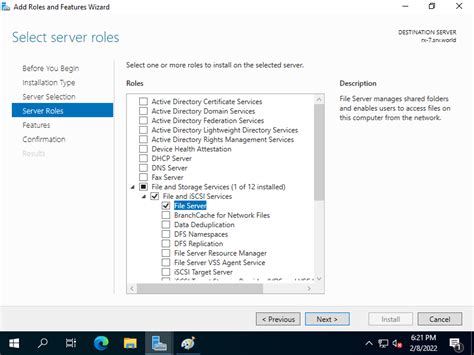 file server in windows server 2022