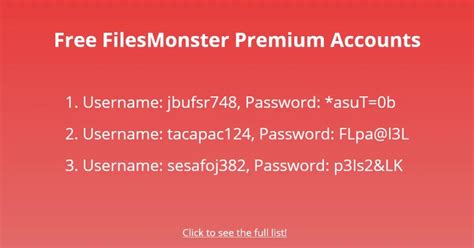 Filesmonster Premium Account December 30, 2018 FREE Premium Accounts