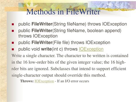 Filewriter Throws Filenotfoundexception