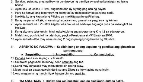 Ikalawang Markahang Pagsusulit Sa Filipino 8 Sahida Vrogue | Images and