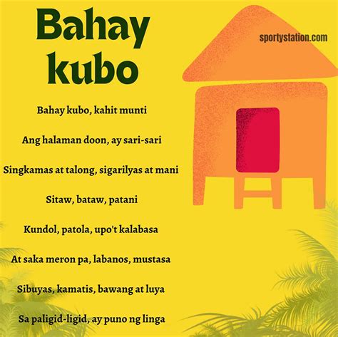filipino song bahay kubo lyrics