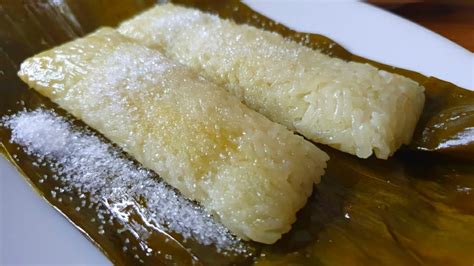 filipino sticky rice wrapped in banana leaf