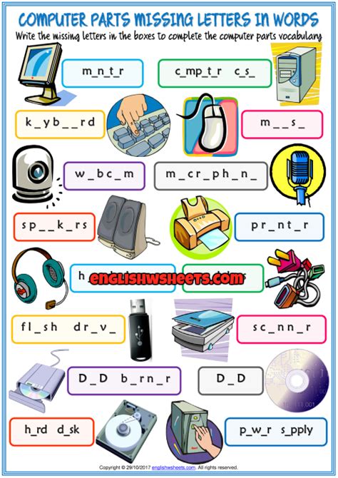 fill in the missing letters in words in computer