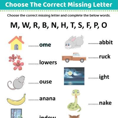 fill in the missing letters to create words from your spelling list