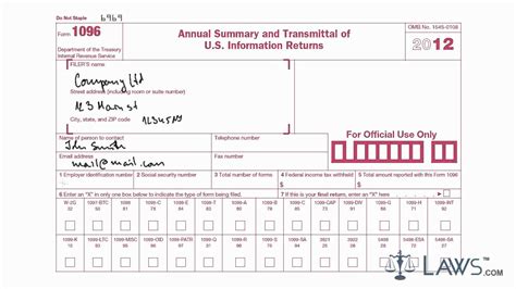 filling out form 1096