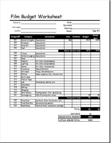 Film Budget Templates 7+ Free Word, PDF & Excel Format Download