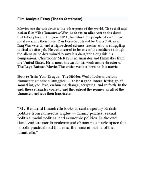 film analysis thesis statement examples