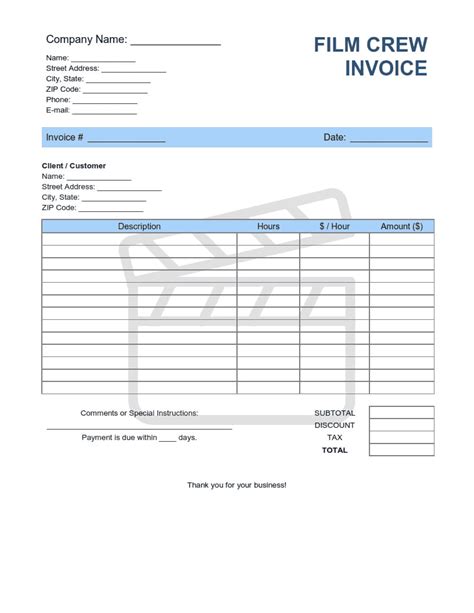Film Production Invoice Template: Streamlining Your Billing Process