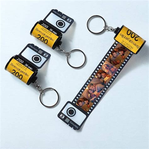 Personalised Custom Camera Film Roll Keychain with Colorful Photo