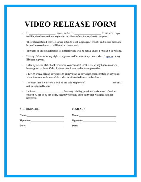 filming release waiver template