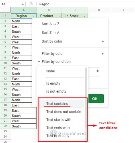Filter Contains Google Sheets