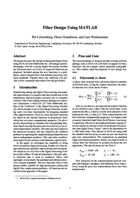 Filter Design Matlab Pdf