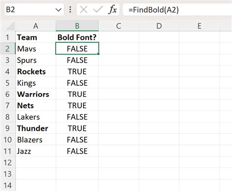 Filter Excel By Bold Font