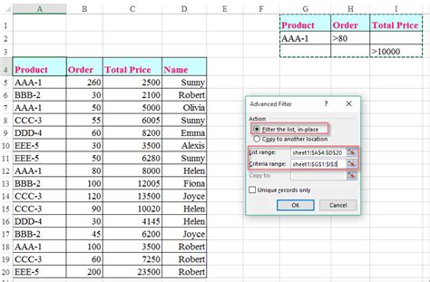 Filter Excel Multiple Sheets