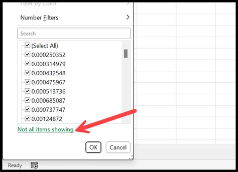 Filter Excel Not Showing All Values