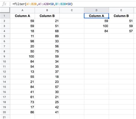 Filter Function Google Sheets In Excel