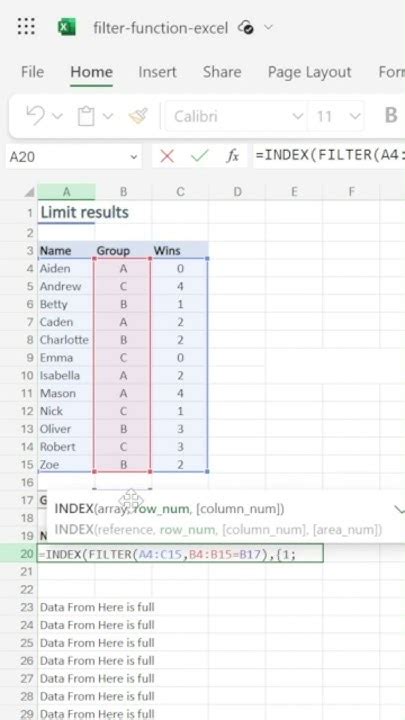 Filter Function Limit