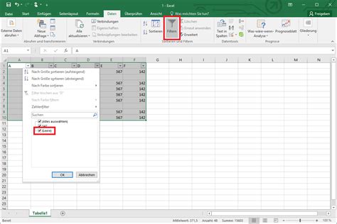 filter in excel tabelle entfernen