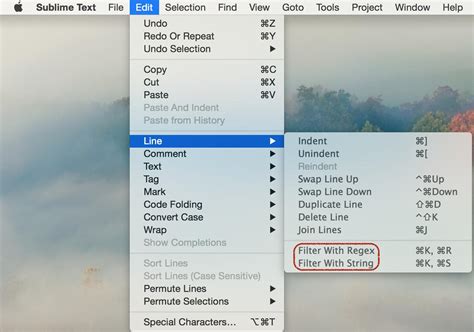 Filter Lines Sublime Text