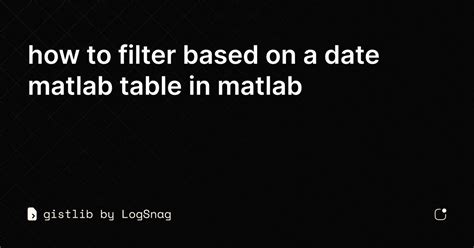 Filter Matlab Table By Value