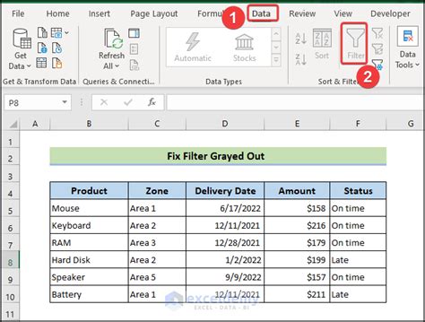 Filter Tab Is Greyed Out In Excel