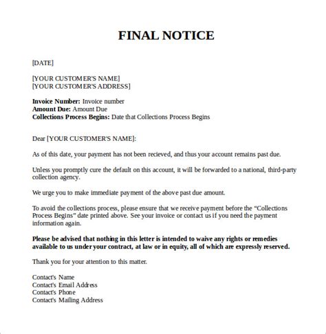 Final Notice Letter 7 Documents Download In PDF,Word
