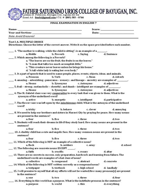 final examination speech :