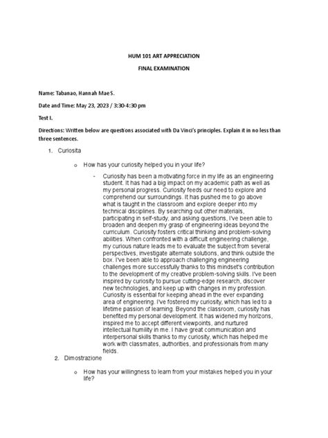 final examination thought