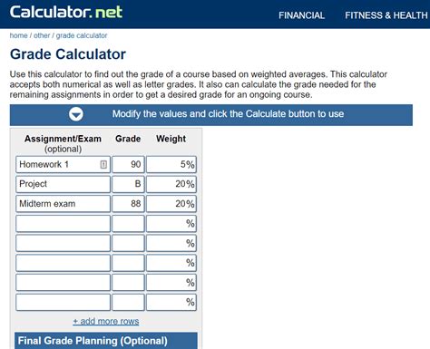 final grade calculator weighted calculator