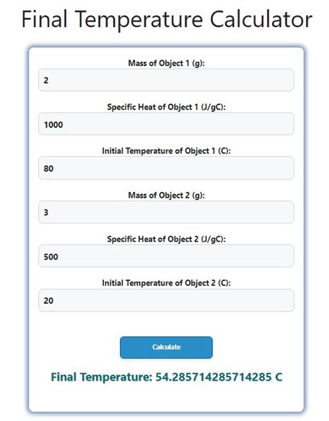 Final Heat Calculator