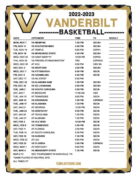 Finals Schedule Vanderbilt