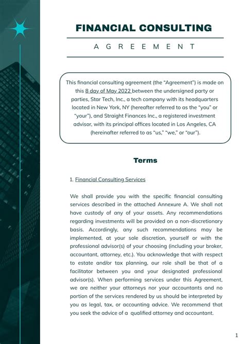 Financial Consulting Contract Sample