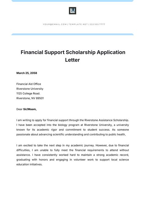 Financial Need Scholarship Application Template
