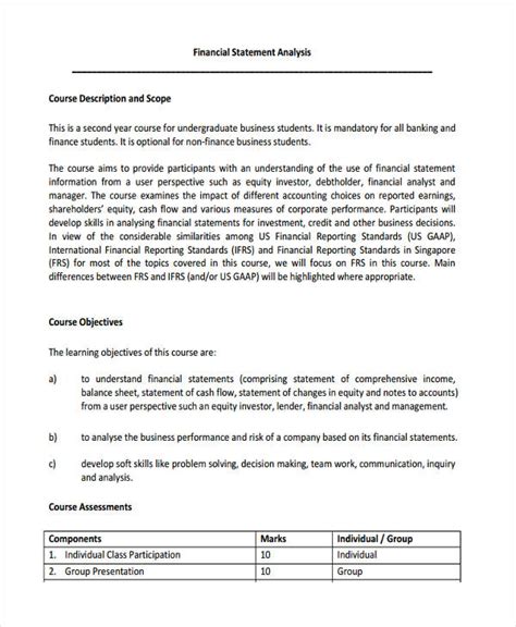 financial statement analysis example questions