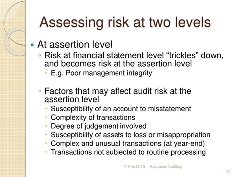 financial statement vs assertion level risk
