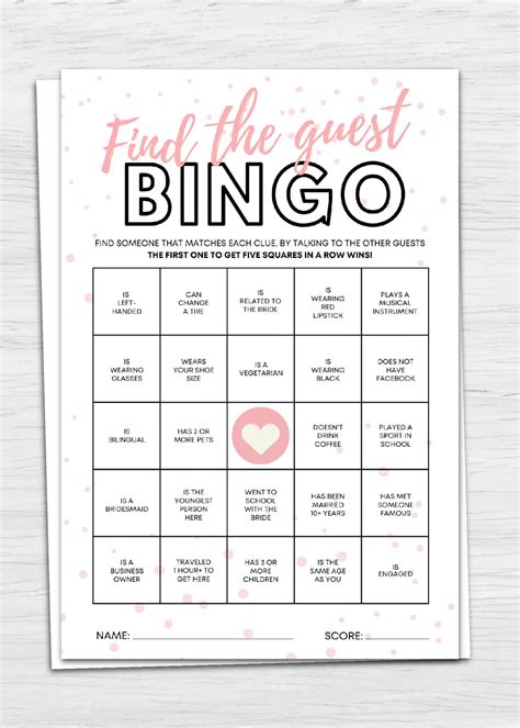 Find The Guest Bingo Game Printable Bridal Shower 101