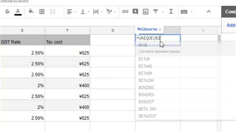 How to find unique values from column in Google sheets YouTube