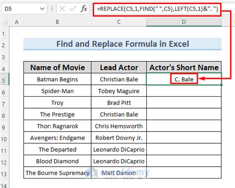 Excel Find and Replace Formula